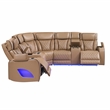 Fortuner Power Recliner Sectional in Caramel made with wood & Faux Leather