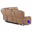 Fortuner Power Recliner Sectional in Caramel made with wood & Faux Leather