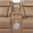 Fortuner Power Recliner Sectional in Caramel made with wood & Faux Leather