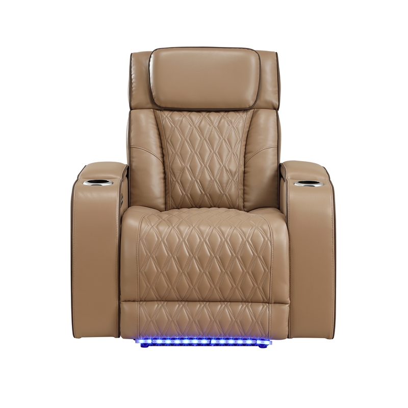 Fortuner Power Recliner in Caramel made with wood & Faux Leather