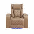 Fortuner Power Recliner in Caramel made with wood & Faux Leather