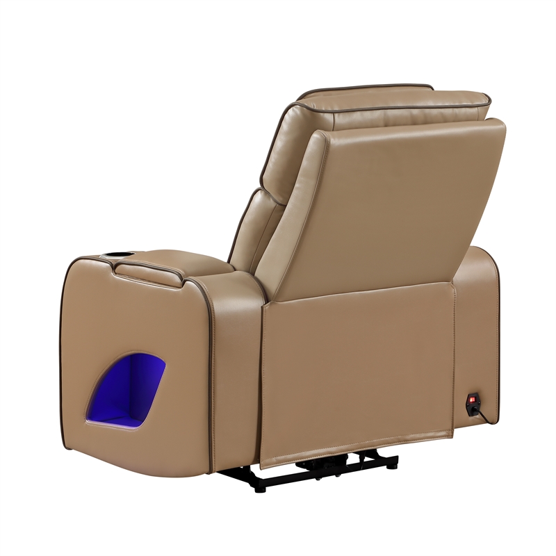 Fortuner Power Recliner in Caramel made with wood & Faux Leather