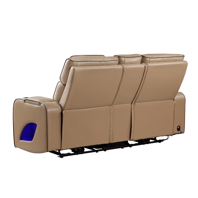 Fortuner Power Reclining Loveseat in Caramel made with wood & Faux Leather