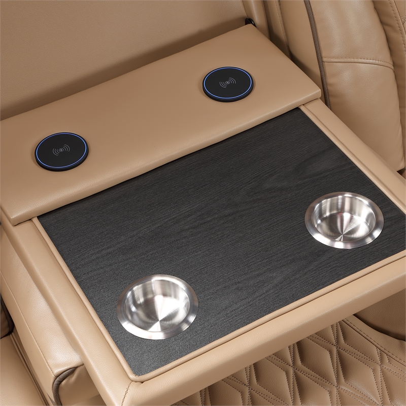 Fortuner Power Reclining Sofa in Caramel made with wood & Faux Leather