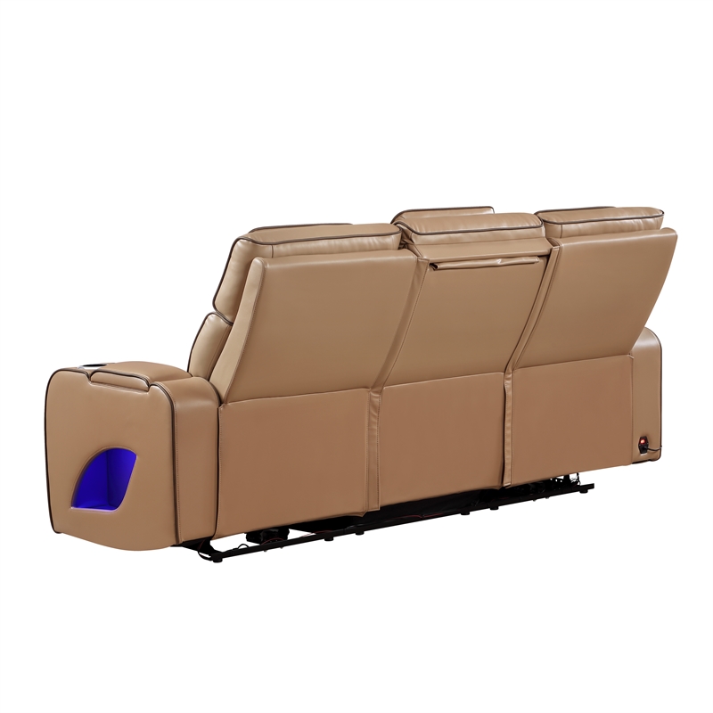 Fortuner Power Reclining Sofa in Caramel made with wood & Faux Leather