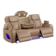 Fortuner Power Reclining Sofa in Caramel made with wood & Faux Leather