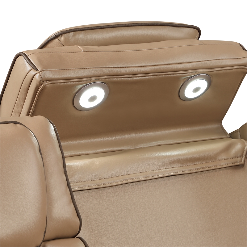 Fortuner Power Reclining Sofa in Caramel made with wood & Faux Leather