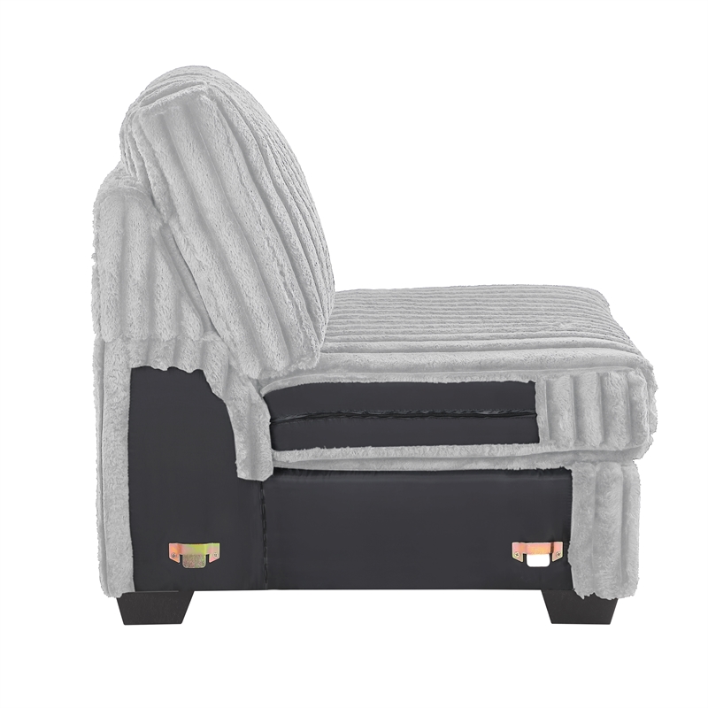 Snuggle Modern Polyester Sectional with Woven Upholstery in Gray