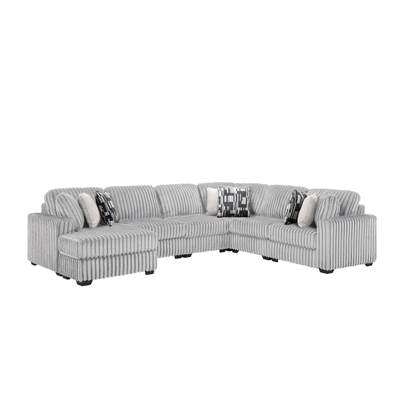 Snuggle Modern Polyester Sectional with Woven Upholstery in Gray
