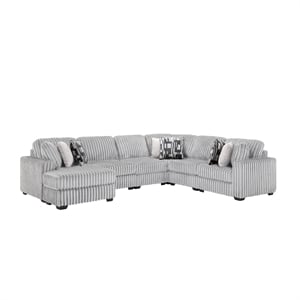 Snuggle Modern Polyester Sectional with Woven Upholstery in Gray