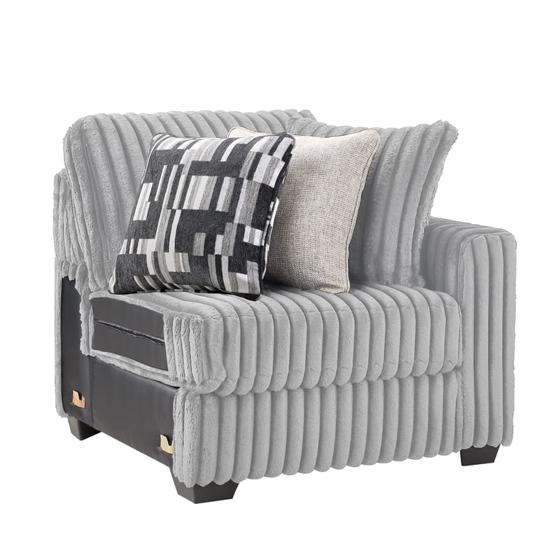 Snuggle Modern Polyester Sectional with Woven Upholstery in Gray