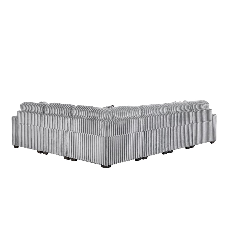 Snuggle Modern Polyester Sectional with Woven Upholstery in Gray