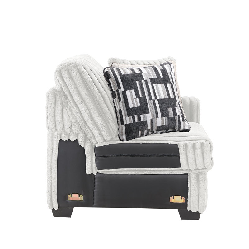 Snuggle Modern Polyester Sectional with Woven Upholstery in Cream