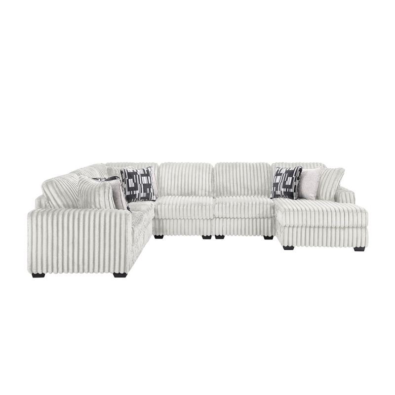 Snuggle Modern Polyester Sectional with Woven Upholstery in Cream