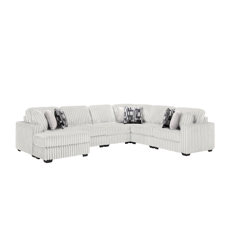 Snuggle Modern Polyester Sectional with Woven Upholstery in Cream