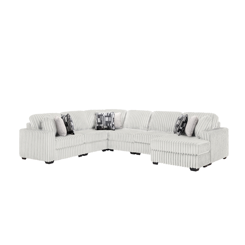 Snuggle Modern Polyester Sectional with Woven Upholstery in Cream