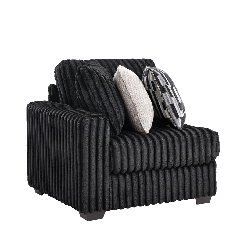 Snuggle Modern Polyester Sectional with Woven Upholstery in Black
