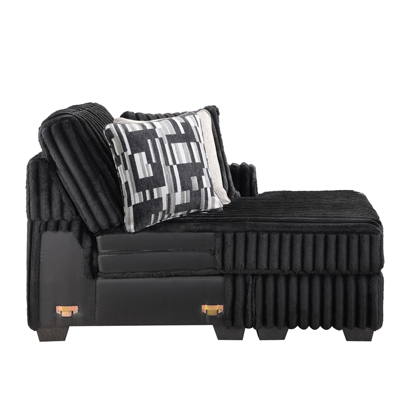 Snuggle Modern Polyester Sectional with Woven Upholstery in Black