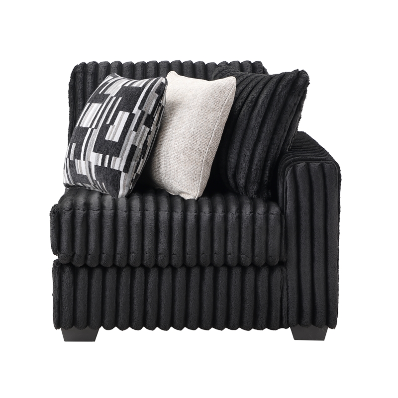 Snuggle Modern Polyester Sectional with Woven Upholstery in Black