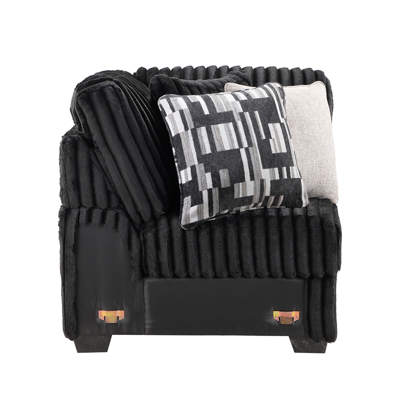 Snuggle Modern Polyester Sectional with Woven Upholstery in Black