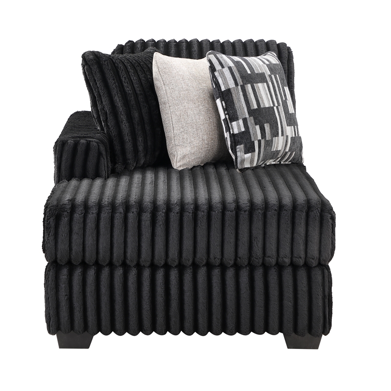 Snuggle Modern Polyester Sectional with Woven Upholstery in Black