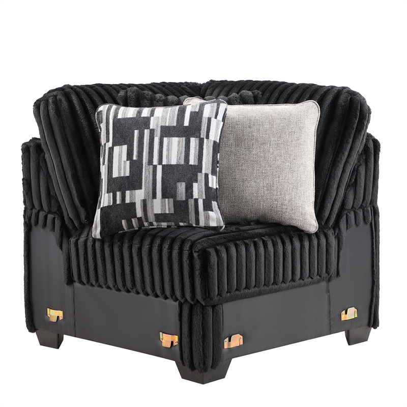 Snuggle Modern Polyester Sectional with Woven Upholstery in Black