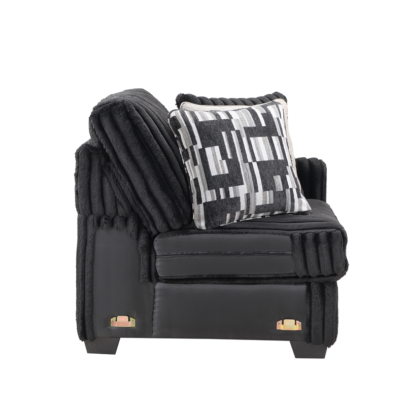 Snuggle Modern Polyester Sectional with Woven Upholstery in Black