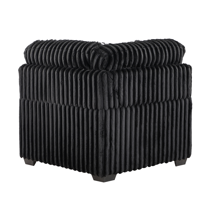 Snuggle Modern Polyester Sectional with Woven Upholstery in Black