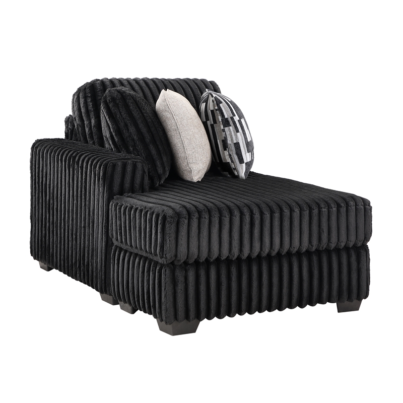Snuggle Modern Polyester Sectional with Woven Upholstery in Black