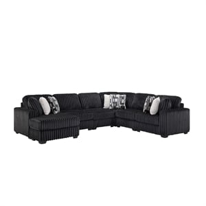 Snuggle Modern Polyester Sectional with Woven Upholstery in Black
