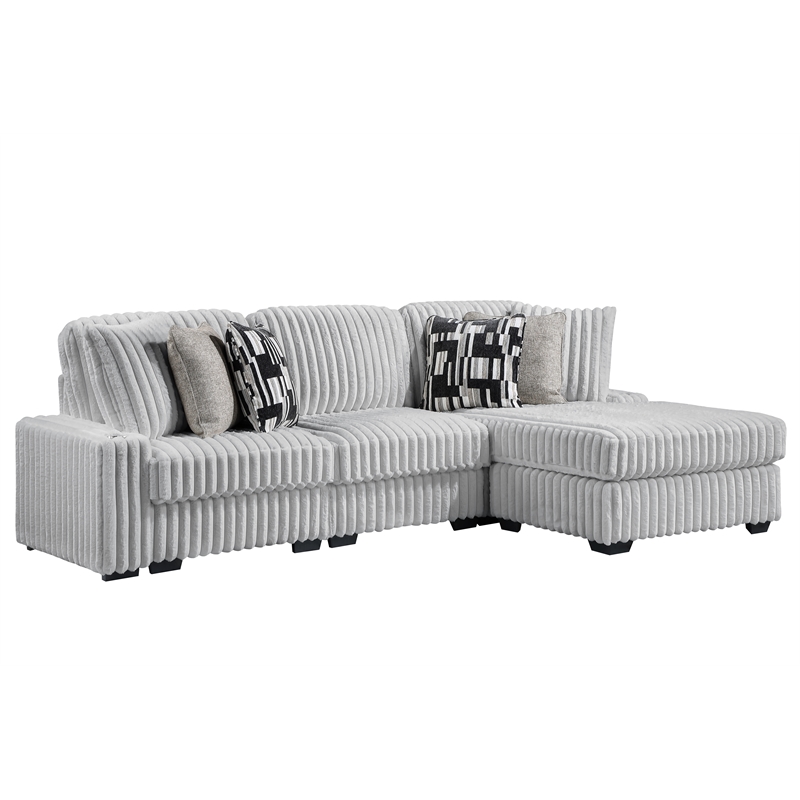 Puffy Modern Polyester Sectional with Woven Upholstery in Gray