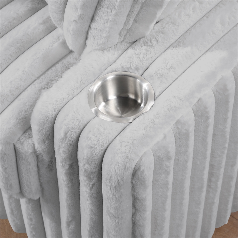 Puffy Modern Polyester Sectional with Woven Upholstery in Gray