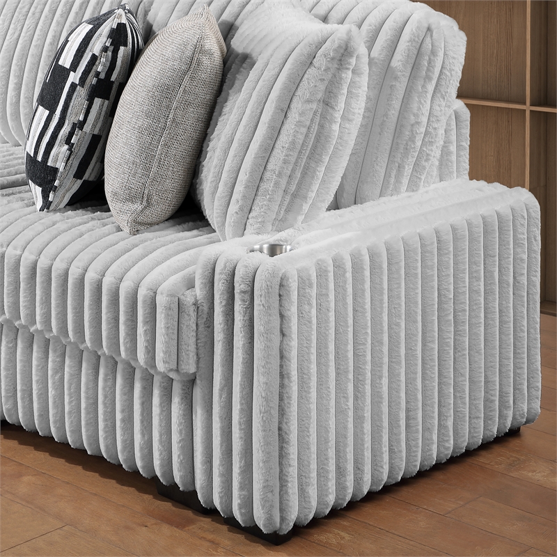 Puffy Modern Polyester Sectional with Woven Upholstery in Gray