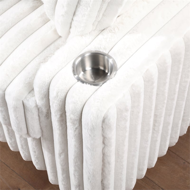 Puffy Modern Polyester Sectional with Woven Upholstery in Cream