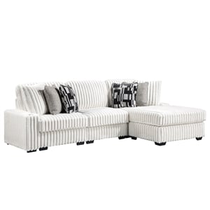 Puffy Modern Polyester Sectional with Woven Upholstery in Cream