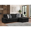 Puffy Modern Polyester Sectional with Woven Upholstery in Black