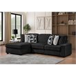 Puffy Modern Polyester Sectional with Woven Upholstery in Black