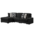 Puffy Modern Polyester Sectional with Woven Upholstery in Black