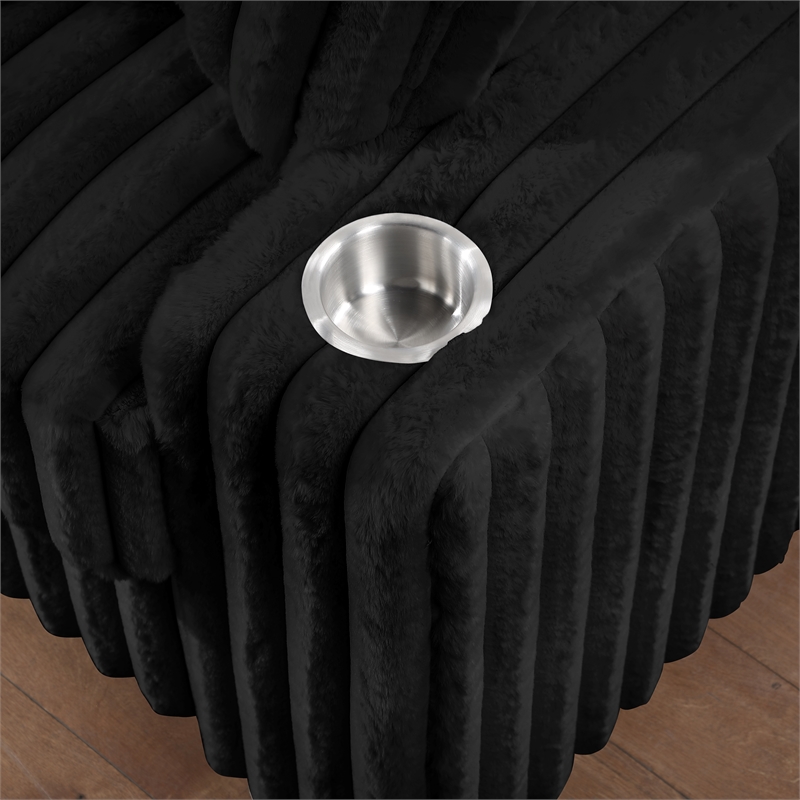 Puffy Modern Polyester Sectional with Woven Upholstery in Black