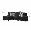 Puffy Modern Polyester Sectional with Woven Upholstery in Black