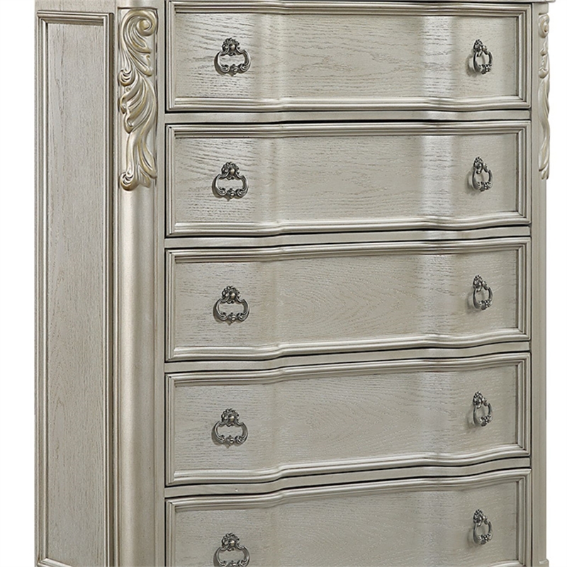 Bella Traditional Style King 5 PC Bedroom Set made with Wood in Champagne