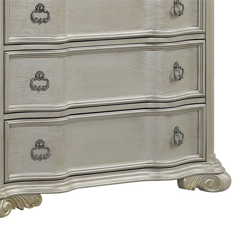 Bella Traditional Style 5-Drawer Chest with Marble in Champagne