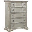 Bella Traditional Style 5-Drawer Chest with Marble in Champagne
