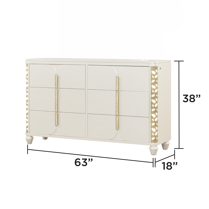 Cinderella Traditional Style Wood Dresser with LED Accents (Mirror not included)