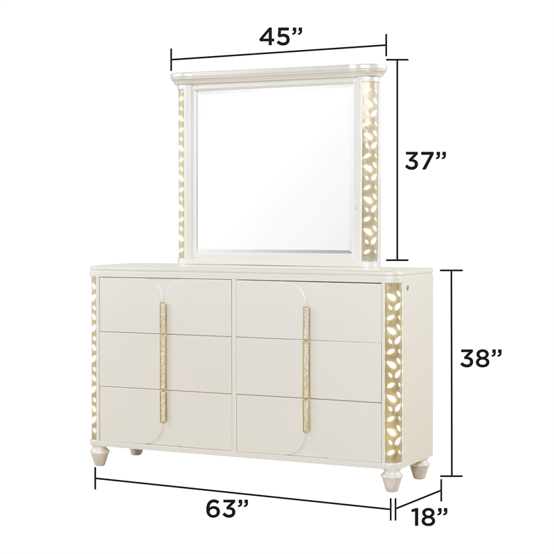 Cinderella Traditional Style Wood Dresser with LED Accents (Mirror not included)