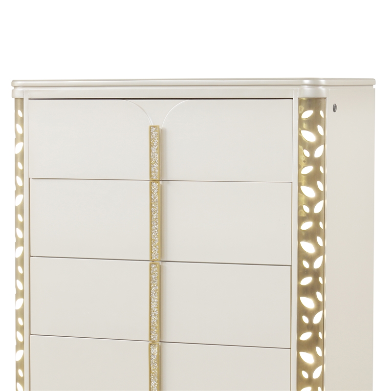 Cinderella Traditional Style 5-Drawer Wood Chest with LED Accent Panels