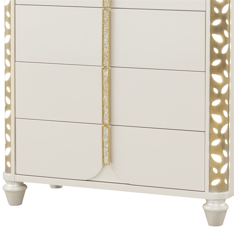 Cinderella Traditional Style 5-Drawer Wood Chest with LED Accent Panels