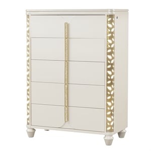 Cinderella Traditional Style 5-Drawer Wood Chest with LED Accent Panels