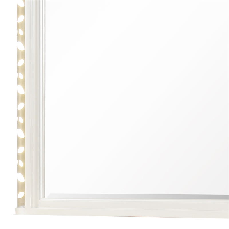 Cinderella Traditional Wood Mirror with LED Accents in Cream