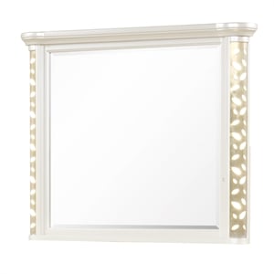 Cinderella Traditional Wood Mirror with LED Accents in Cream
